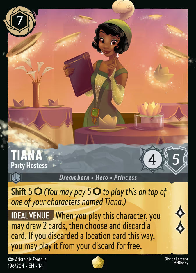 English Disney Lorcana Hyperia City card 196/204 — Tiana - Party Hostess - Foil 196/204