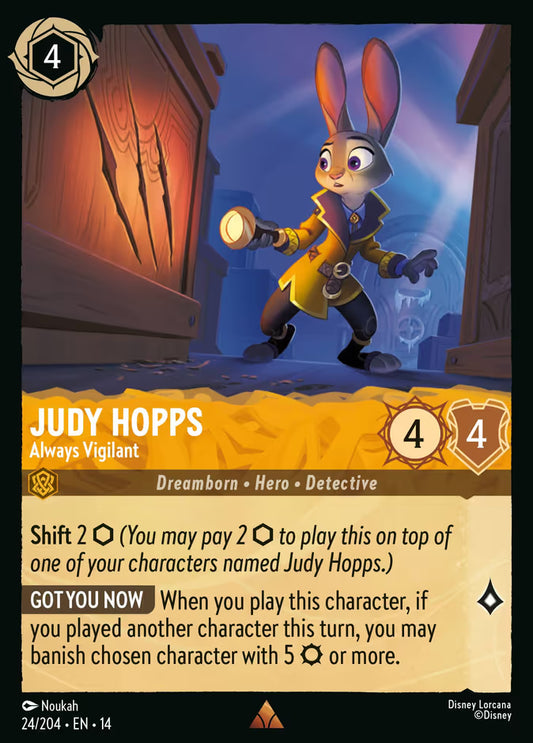English Disney Lorcana Hyperia City card 24/204 — Judy Hopps - Always Vigilant - Non-Foil 24/204