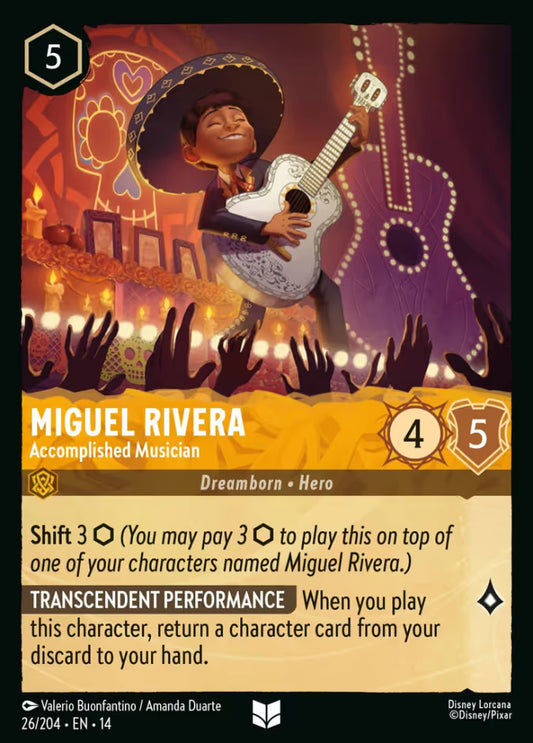 English Disney Lorcana Hyperia City card 26/204 — Miguel Rivera - Accomplished Musician - Non-Foil 26/204