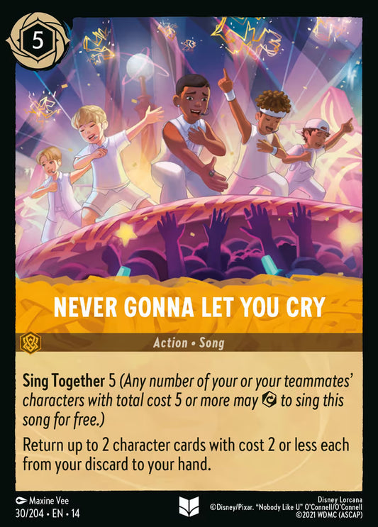English Disney Lorcana Hyperia City card 30/204 — Never Gonna Let You Cry - Foil 30/204