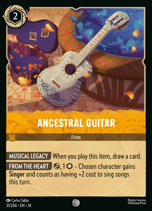 English Disney Lorcana Hyperia City card 31/204 — Ancestral Guitar - Foil 31/204