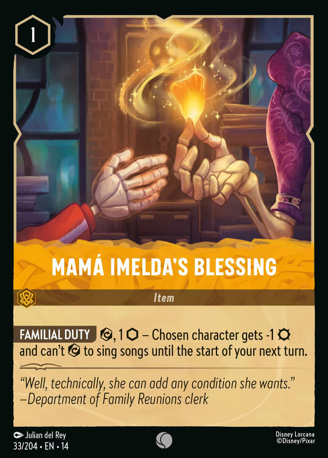 English Disney Lorcana Hyperia City card 33/204 — Mamá Imelda's Blessing - Foil 33/204