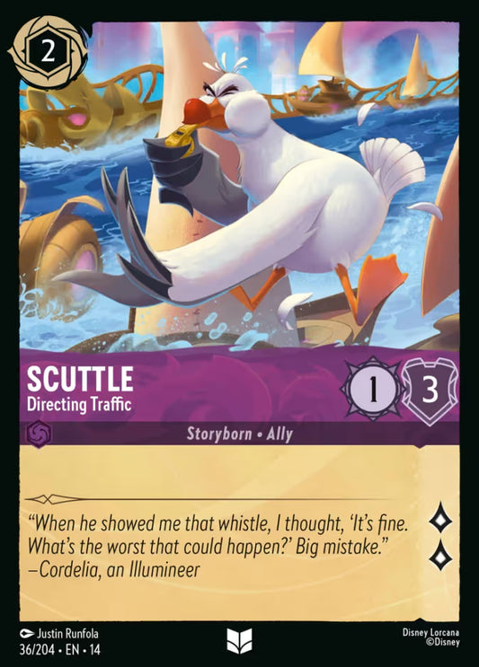 English Disney Lorcana Hyperia City card 36/204 — Scuttle - Directing Traffic - Non-Foil 36/204