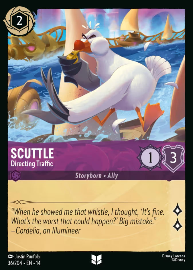 English Disney Lorcana Hyperia City card 36/204 — Scuttle - Directing Traffic - Foil 36/204