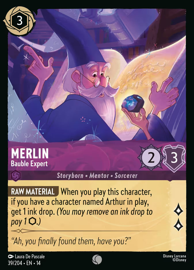 English Disney Lorcana Hyperia City card 39/204 — Merlin - Bauble Expert - Non-Foil 39/204