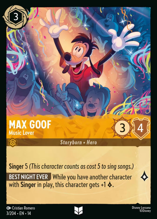 English Disney Lorcana Hyperia City card 3/204 — Max Goof - Music Lover - Foil 3/204