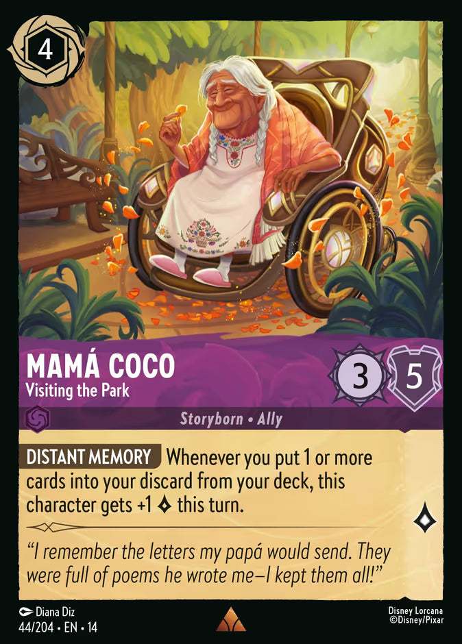 English Disney Lorcana Hyperia City card 44/204 — Mamá Coco - Visiting the Park - Non-Foil 44/204