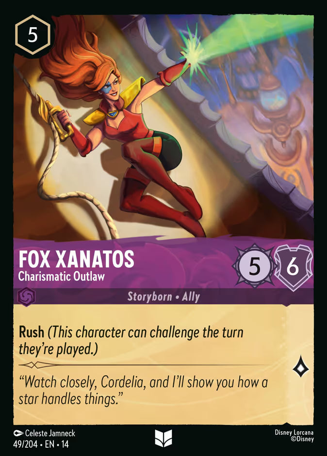 English Disney Lorcana Hyperia City card 49/204 — Fox Xanatos - Charismatic Outlaw - Foil 49/204