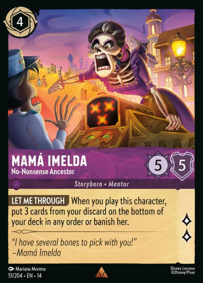 English Disney Lorcana Hyperia City card 51/204 — Mama Imelda - No-Nonsense Ancestor - Foil 51/204