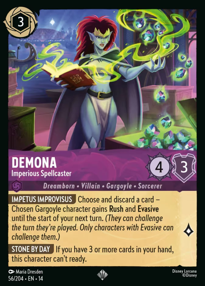 English Disney Lorcana Hyperia City card 56/204 — Demona - Imperious Spellcaster - Non-Foil 56/204