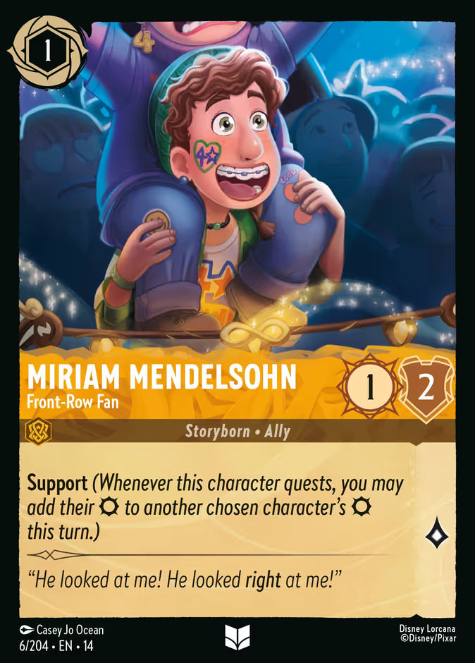 English Disney Lorcana Hyperia City card 6/204 — Miriam Mendelsohn - Front-Row Fan - Non-Foil 6/204