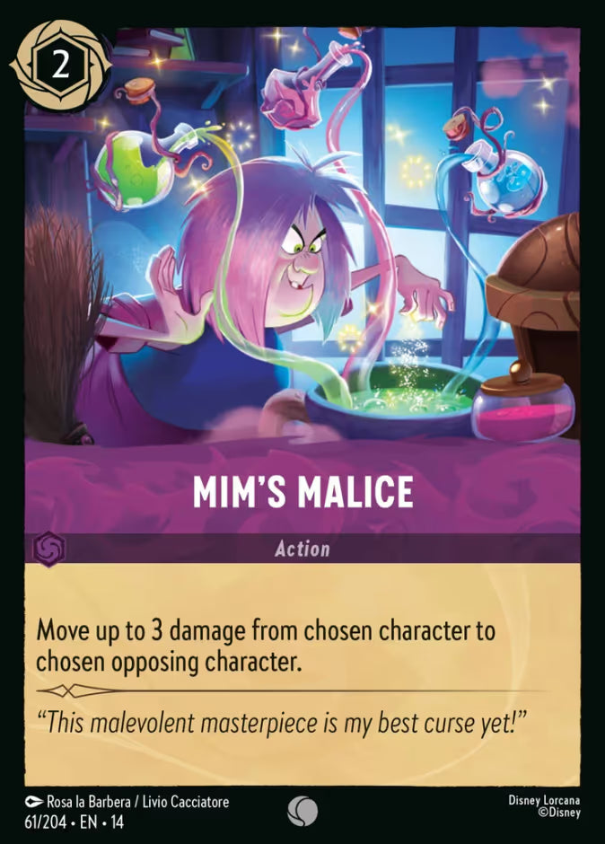 English Disney Lorcana Hyperia City card 61/204 — Mim's Malice - Non-Foil 61/204