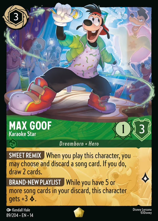 English Disney Lorcana Hyperia City card 89/204 — Max Goof - Karaoke Star - Non-Foil 89/204