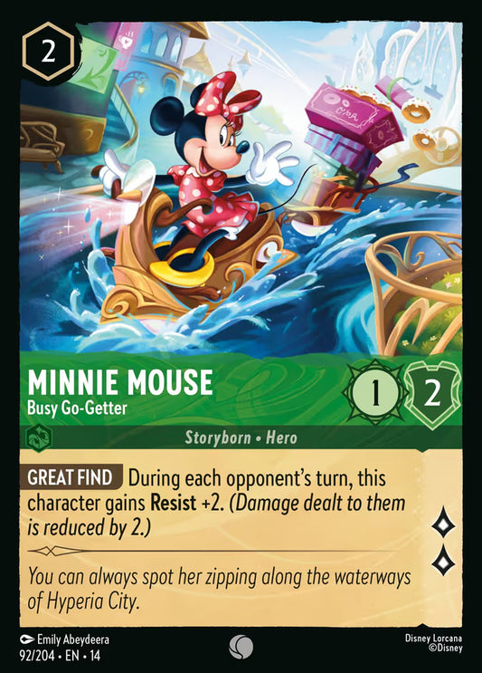 English Disney Lorcana Hyperia City card 92/204 — Minnie Mouse - Busy Go-Getter - Non-Foil 92/204