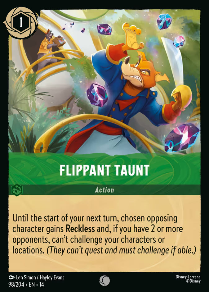 English Disney Lorcana Hyperia City card 98/204 — Flippant Taunt - Non-Foil 98/204