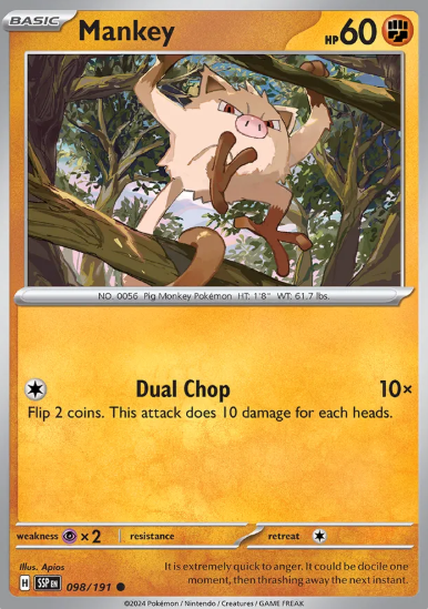 #098 Mankey Surging Sparks