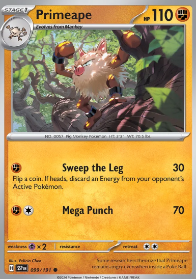 #099 Primeape Surging Sparks
