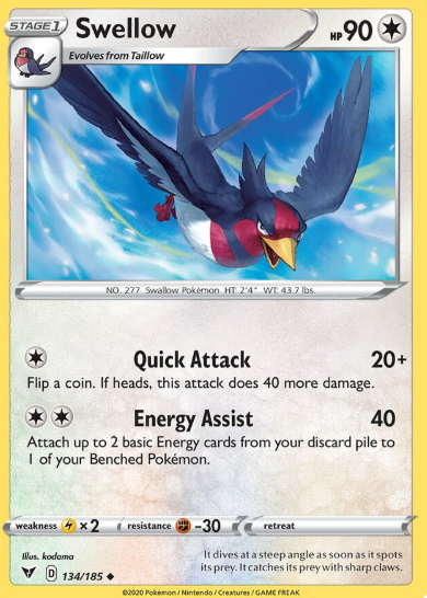#134 Swellow Sword & Shield Vivid Voltage