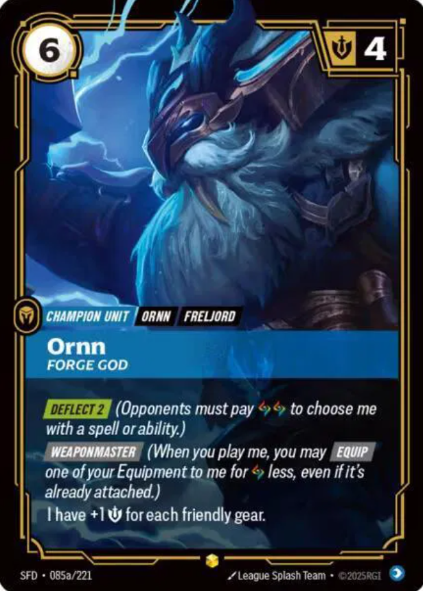 #085a Ornn Forge God (Showcase Foil) - Riftbound Spiritforged