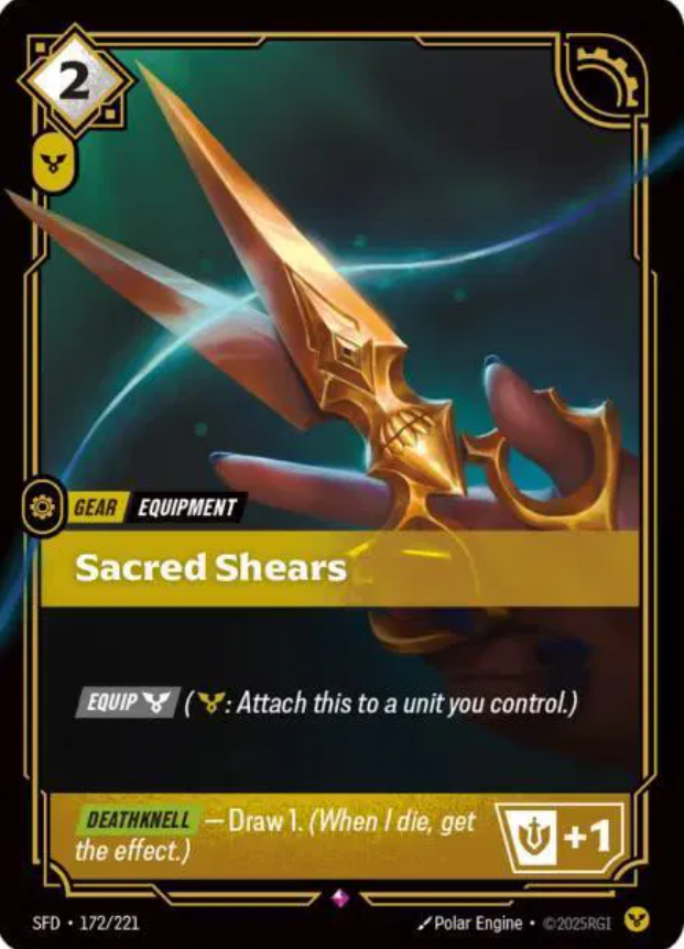 #172 Sacred Shears (Rare Foil) - Riftbound Spiritforged