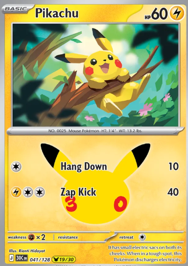 #041 Pikachu (19/30) 30th Celebrations