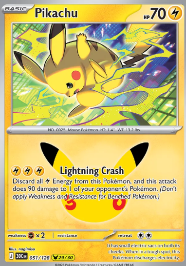 #051 Pikachu (29/30) 30th Celebrations