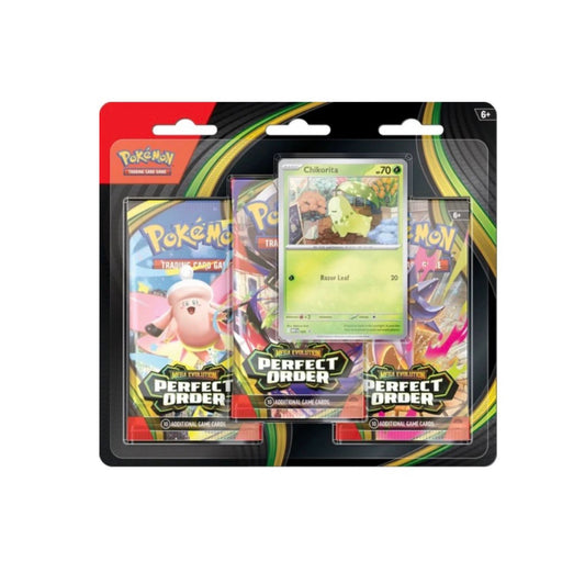 Pokémon TCG Mega Evolutions Perfect Order Chikorita Promo 3 Pack Blister
